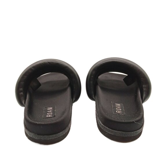 ROAM Puffy Sandals Womens EU 38 Black Vegan Leather Slip On Comfort Slides - Picture 3 of 4